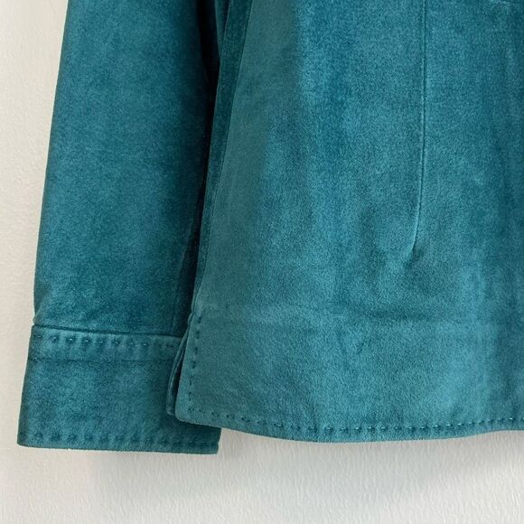 Sienna Studio G3 Apparel Women’s XS Leather Turquoise Button Jacket Coat - Picture 5 of 16